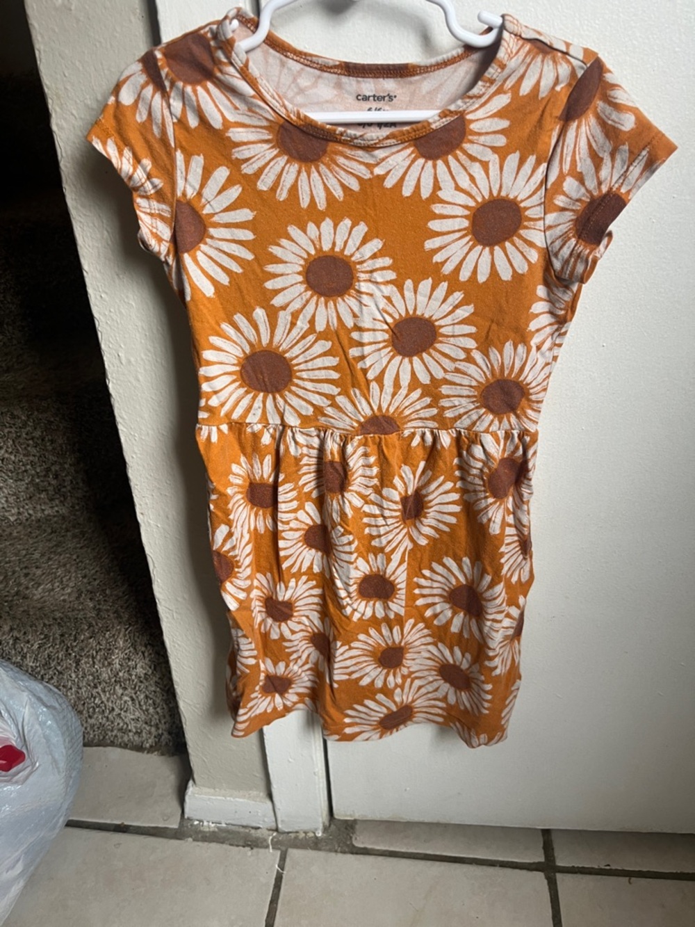 Carter's Orange Sunflower Pattern Short Sleeve Dress